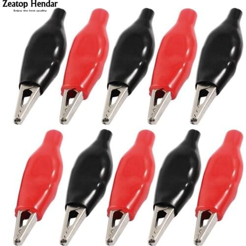400 PCS 27mm Mini Clamp Test Probe Replacement Electric Alligator Clip with Red & Black Boot Clamp Connector
