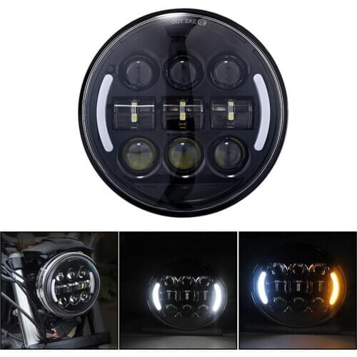 45W 5.75 Inch Motorcycle Headlight LED Round Head Light Lamp High Low Beam Projector with DRL Turn Signal Light