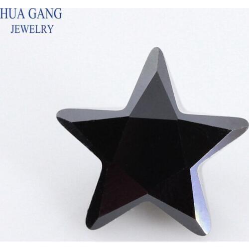 5A Black Star Shape Brilliant Cut CZ Stone Synthetic Gems Cubic Zirconia For Jewelry Size 2.5x2.5~12x12mm Free Shipping