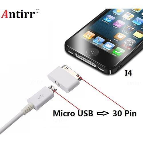 Micro USB to 30 Pin Charger Adapter For Apple iPhone 4 4s ipad 1 2 ipod Microusb 5Pin to 30Pin adaptor Connector