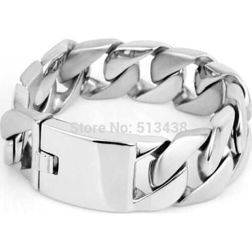 The new anniversary gift 170g Men Gothic Biker Cuban Chain Bracelet Stainless Steel 24mm 8.7'' Never Fade