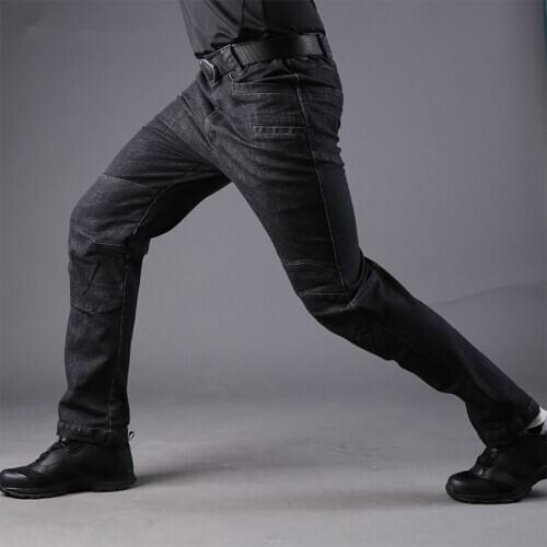 Urban Tactical Elasticity Army Fan Black Training Denim Trousers Spring Autumn Outdoor Hiking Sports Riding Stretch Pocket Pants