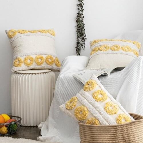 Donuts Tufted Cushion Cover Morroccan Knitted Pillowcase Cover 45x45cm Bohemian Tuft Pillow Case For Sofa Home Decor Funda Cojin