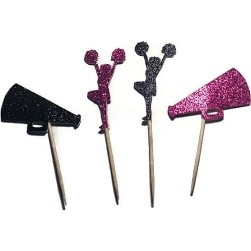 Cheerleading Silhouette Cupcake Toppers sports event Party Picks baby shower wedding birthday toothpicks decor