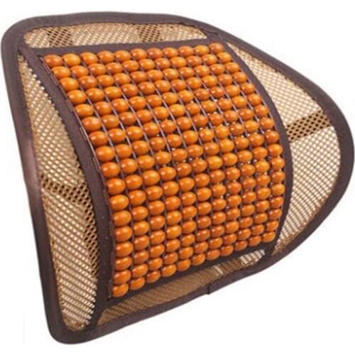 Car Waist Back Summer Seat Breathable Lumbar Massage Lumbar Backrest Office Waist Cushion Car Interior Wood Beads Seat Supports