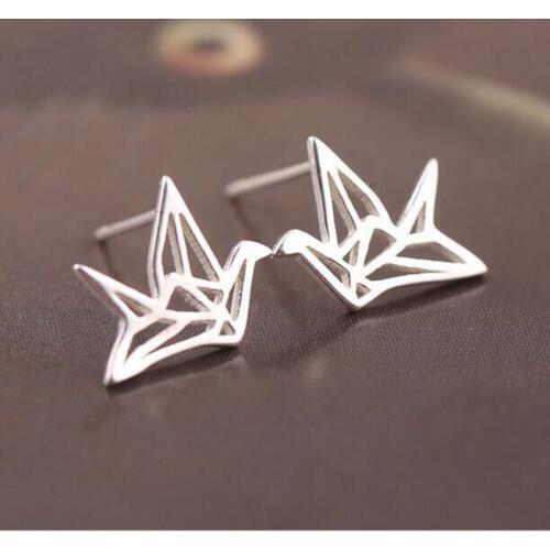 Elegant Simple 925 Sterling Silver Jewelry Personality Paper Crane Smooth Anti-allergic Exquisite Popular Earrings SE53
