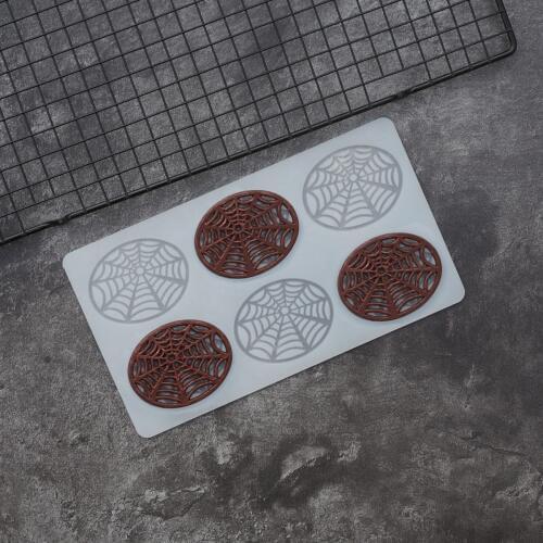 Spider Web Shape Chocolate Mold Cobweb Silicone Mould Transfer Sheet Halloween Cake Decorating Chablon DIY Garnish For Desser