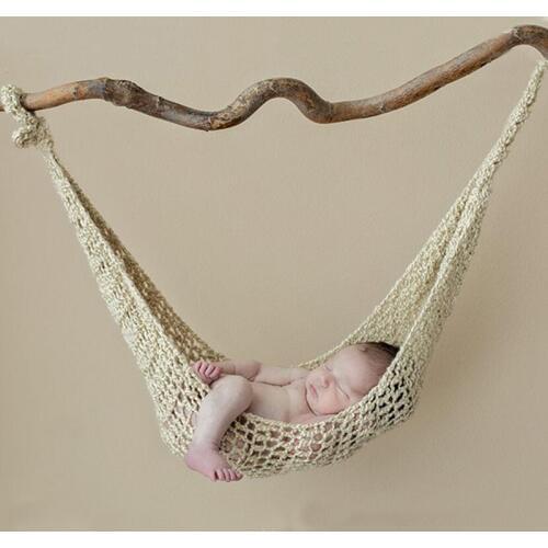 HAPHOOD Crochet White Hammock Newborn Baby Photography Props Crochet Baby Photo Shoot Knitted Hanging Bed