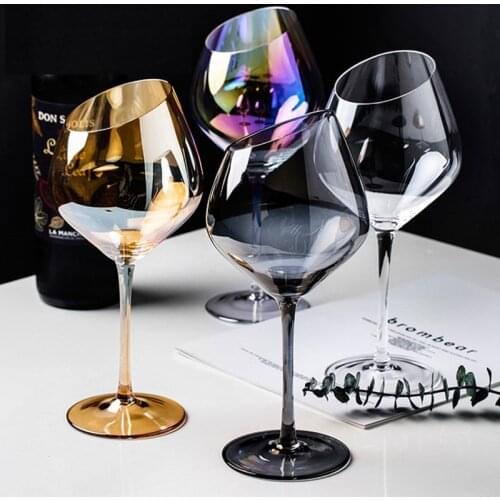 Creative Nordic Red Wine Champagne Cups Lead Free Glass 185ml 440ml 570ml Transparent Smoky Grey Amber Colourful Glasses