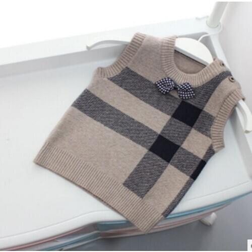 Hot 2020 spring and autumn children sleeveless sweater girl boy plaid vest sweater baby child cute sweater