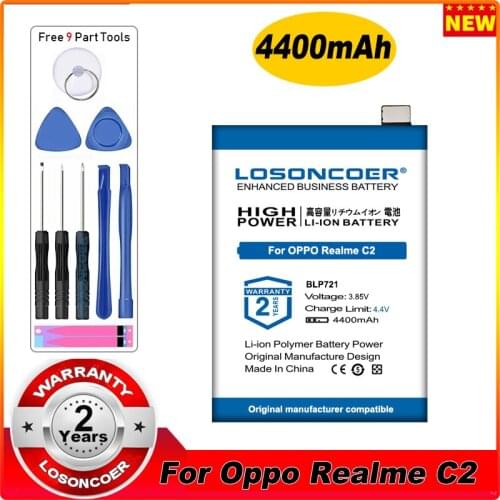 LOSONCOER 4400mAh BLP721 For Oppo Realme C2 Mobile Phone Battery