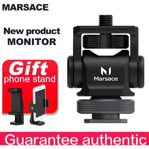Marsace Monitor Mount Bracket Holder Mini Robot Ballhead With Cold Shoe Mount Vlogger Swivel Upper Base Rotation