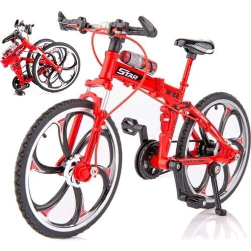 1/10 Scale Simulation Alloy Bicycle Mini Folding Mountain Bike Model Home Office Decoration Ornaments Children Toy Kids Gift