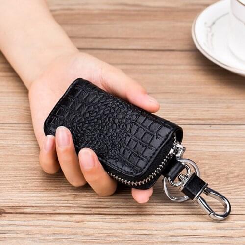 Fashion Crocodile Pattern General Remote Control Bag Men Car Key Holder Zipper Women Lady Cowhide Key Organizer Porte Cle