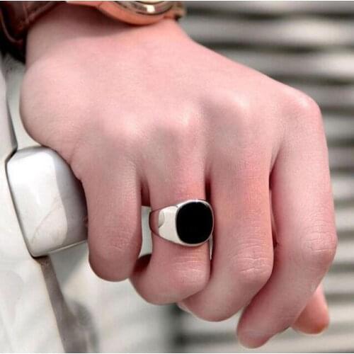 Solid Polished Stainless Steel Men Ring Band Biker Men Signet Ring Finger Jewelry Designer Black Rings Gift for Men Dropship