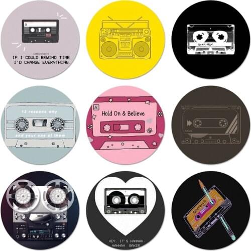 Music Old Tapes Recorder Icons Pins Badge Decoration Brooches Metal Badges For Clothes Backpack Decoration 58mm