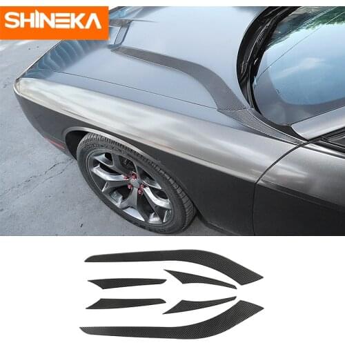 SHINEKA Soft Carbon Fiber Stickers for Dodge Challenger Auto Engine Hood Decoration Cover Accessories for Dodge Challenger 2015