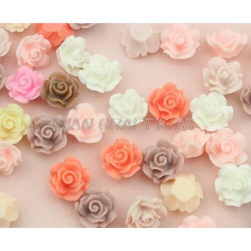 Set of 100pcs assorted medium lovely matte pastel rose resin Cabochons for Flower Rings Pendants , jewelry DIY 0.7inch