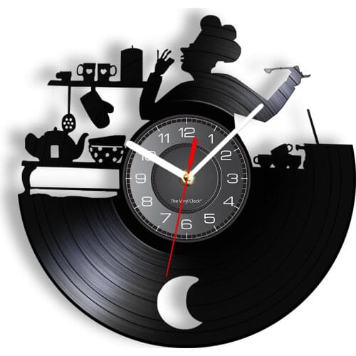 Bon Appetit Kitchen Chef Wall Clock Cook Vinyl Record LP Clock Kitchen Vintage Wall Decor Housewarming Gift For Gastronome