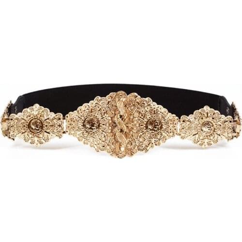 New elastic wide belt womens wild dress dress coat decoration gold shiny elastic belt simple retro black wide waist seal PD11