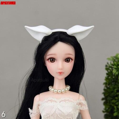 White Kitty Ear Plastic Tiara Headband Headwear For Barbie Doll Accessories Hairwear Hair Accessories For 1/6 Dollhouse DIY Toy