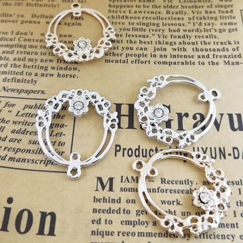 10pcs/pack Point Drill Flower Basket Charms DIY Alloy Jewelry Accessories Double Hanging Basket Pendant Earrings Pendant YZ204