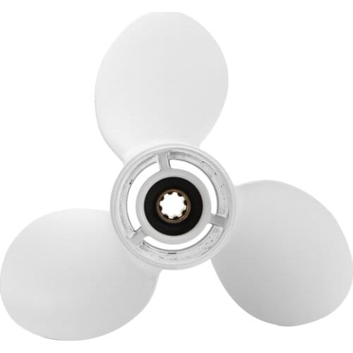 Marine Boat Outboard Propeller 9 1/4 x 8 Aluminum Alloy Right-hand Rotation 3 Blades White For Yamaha 9.9-15-20HP