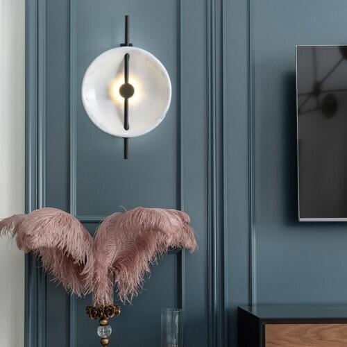 Postmodern marble wall lamp living room lamp TV background wall lamp bedroom bedside lamp aisle simple lamp