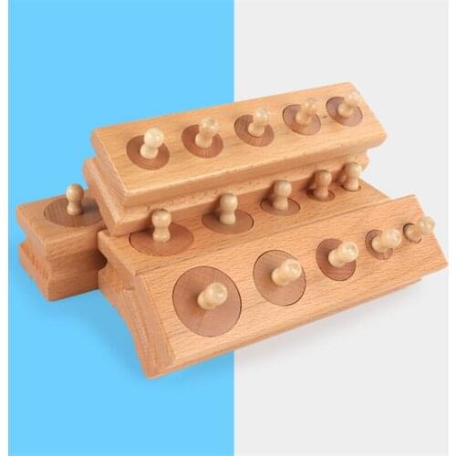 Montessori Enlightenment Early Education Socket Cylindrical Beech Wooden Cylindrical Intelligence Preschool Educational Aids