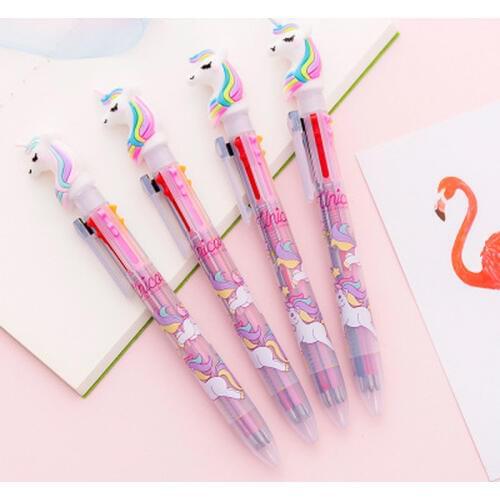 1pcs Unicorn 6 Color Pen Stationery 0.5mm Cute Pens Novelty Animal Cartoon Gel Pens Kawaii Pen Student Kawaii School Supplies