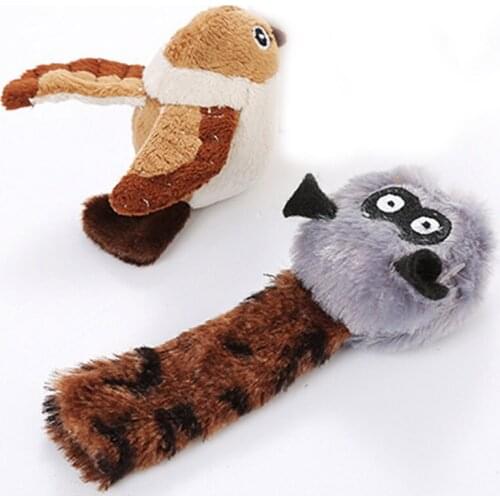 Cute plush toys squeak pet rabbit animal plush toy dog chew squeaky whistling involved squirrel dog toys