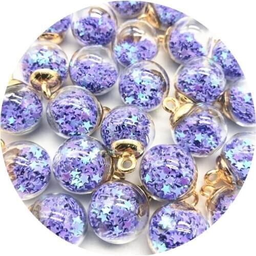 5/10pcs 16mm Colorful Transparent Glass Ball Star Charms Pendant Finding For Jewelry Making Hair Accessories Earring Charms #012