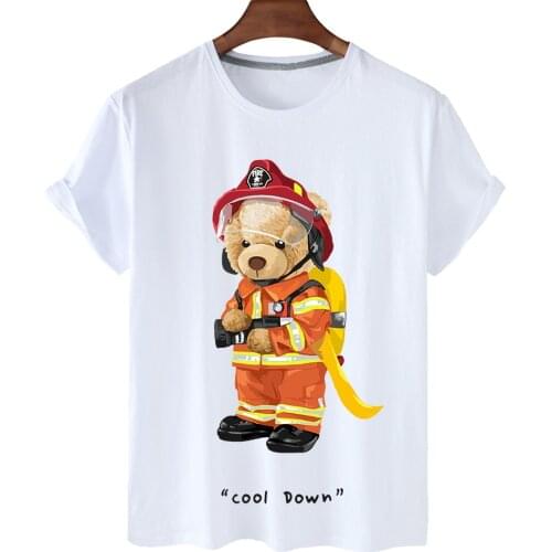 Firefighter Fire Fighting Hero High Quality T-shirt Womens Loose Top Ladies T-shirt Round Neck Pure Cotton Oversized T-shirt