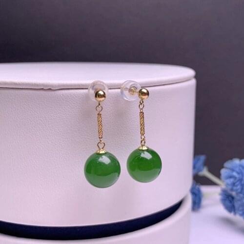 SHILOVEM 18k yellow gold Natural Jasper drop earring classic fine Jewelry women wedding women gift 10*10mm myme1010888by