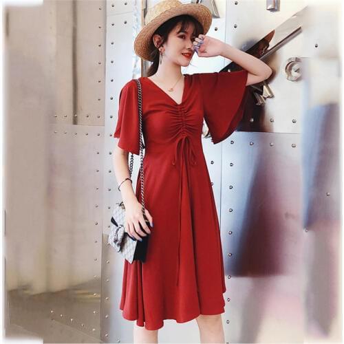 2020 New Fashion Summer Large Size Midi Dress Women Elegant V-neck Slim Short Sleeve Bandage Party Dress Female Vestidos V627