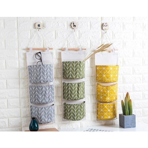 1SET Wall Hanging Storage Bags Organizer Navy Linen Closet Hanging Storage Rack OK 0534
