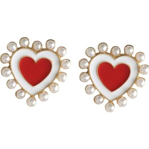 10 pair/ lot fashion jewelry accessories new design metal pearl heart earrings