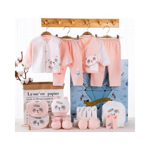 18 Piece Newborn Baby Girl Clothes 100% Cotton Infant Baby Girl Clothes Suits Cartoon Cute Baby Boys Clothing Newborn Hat Bibs