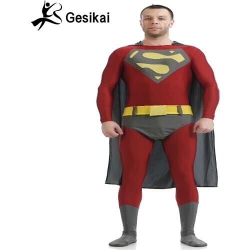 24 Hrs Shipping Out Man Of Steel Deluxe Jumpsuit Adult Muscle Chest Super Hero man Costume With Cloak for Halloween