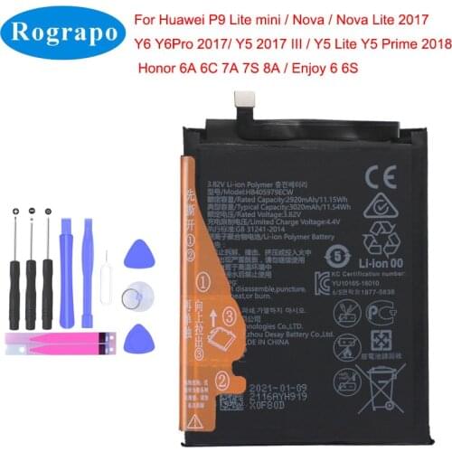 Original 3020mAh HB405979ECW Battery For Huawei Y5 2019 / Y5 lite 2017 / Y5 Prime 2018 SLA-L22 L03 L02 / Honor 8S Mobile Phone