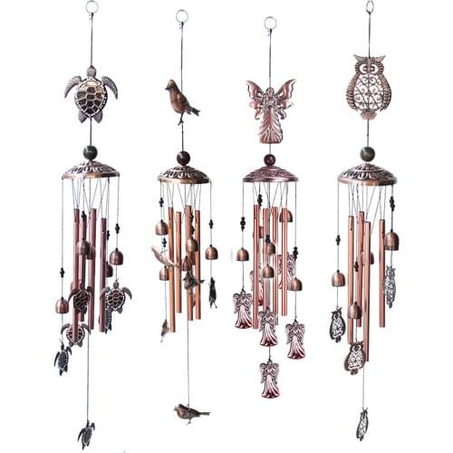 Angel Wind Chime Retro Beautiful Home Garden Hanging Ornament Purple Bronze Owl Wind Chime Metal Wall Window Decoration