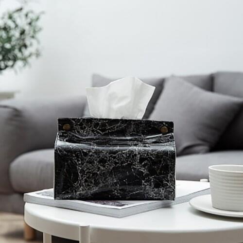 PU Leather Tissue Boxes Holder Napkin Case Container Marble Pattern luxury Tissue Cases Home Car Table Decoration