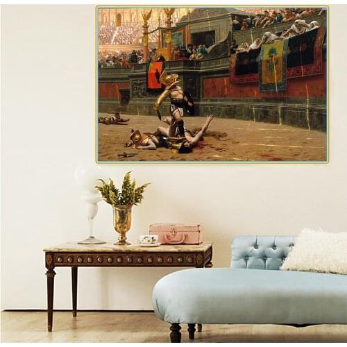 Citon Jean-Leon Gerome《Pollice Verso. With a turned thumb》Canvas Oil Painting Artwork Picture Modern Wall Decor Home Decoration