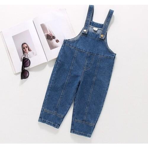 Kids Denim Jumpsuit New Fashion Children Overalls Cute Jeans Boys Girls Loose Jeans Trousers Korean Style Girls Jean Palysuit