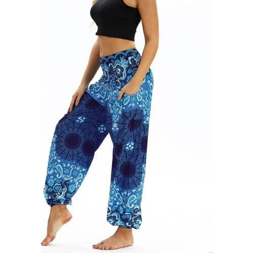 Womens Hippie Pants Yoga Floral Bohemian Pants