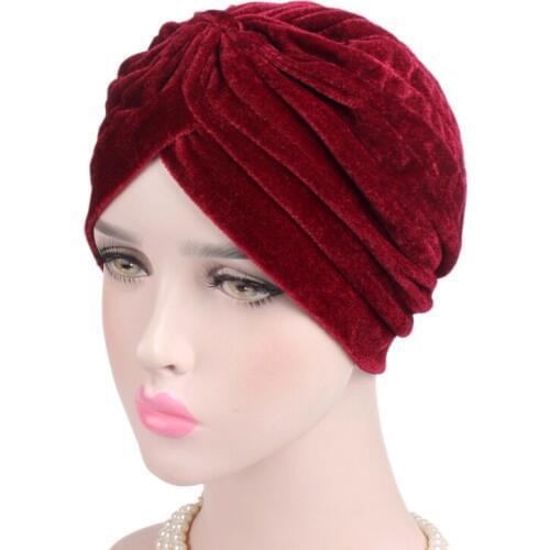 Double Stretch Celeb Style Neon Gold Velvet Headwear Cap Earmuff Warm Headband Hat Ladies Hijab Turban Fashion Colorful