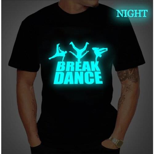 High Quality Men Short Sleeve Break Dance Print Men T Shirt Casual O-neck Breakdancing Summer Mens Tee Shirts Luminous Tshirt