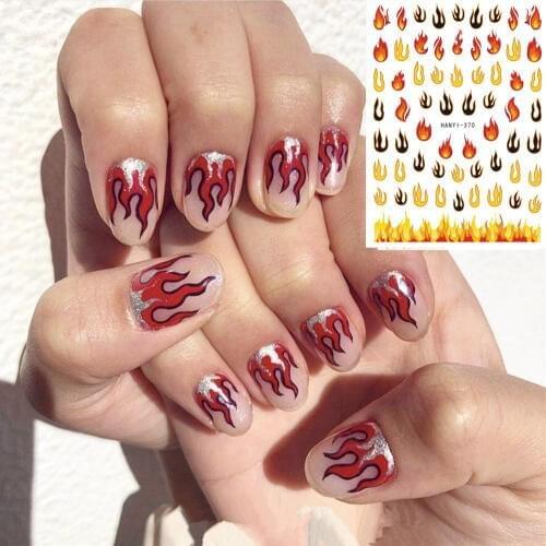 Hanyi series Hanyi-370-371 fire flame designs cute 2 designs fire 3d nail art stickers decal template diy nail tool decorations