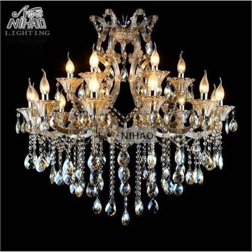Maria Theresa Crystal Chandelier Light Cognac Good qualtiy Crystal Lustre 18 Light Lamp for Lobby Stair Hallway project MD2225