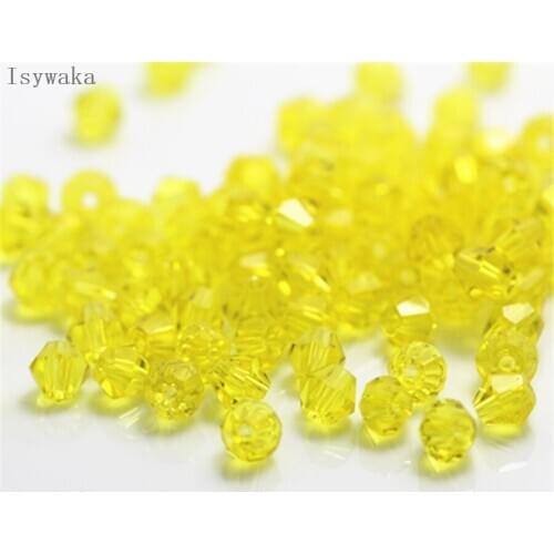 Isywaka Popular Sale Yellow Color 650pcs 3mm Bicone Austria Crystal Beads Glass Beads Loose Spacer Bead for DIY Jewelry Making